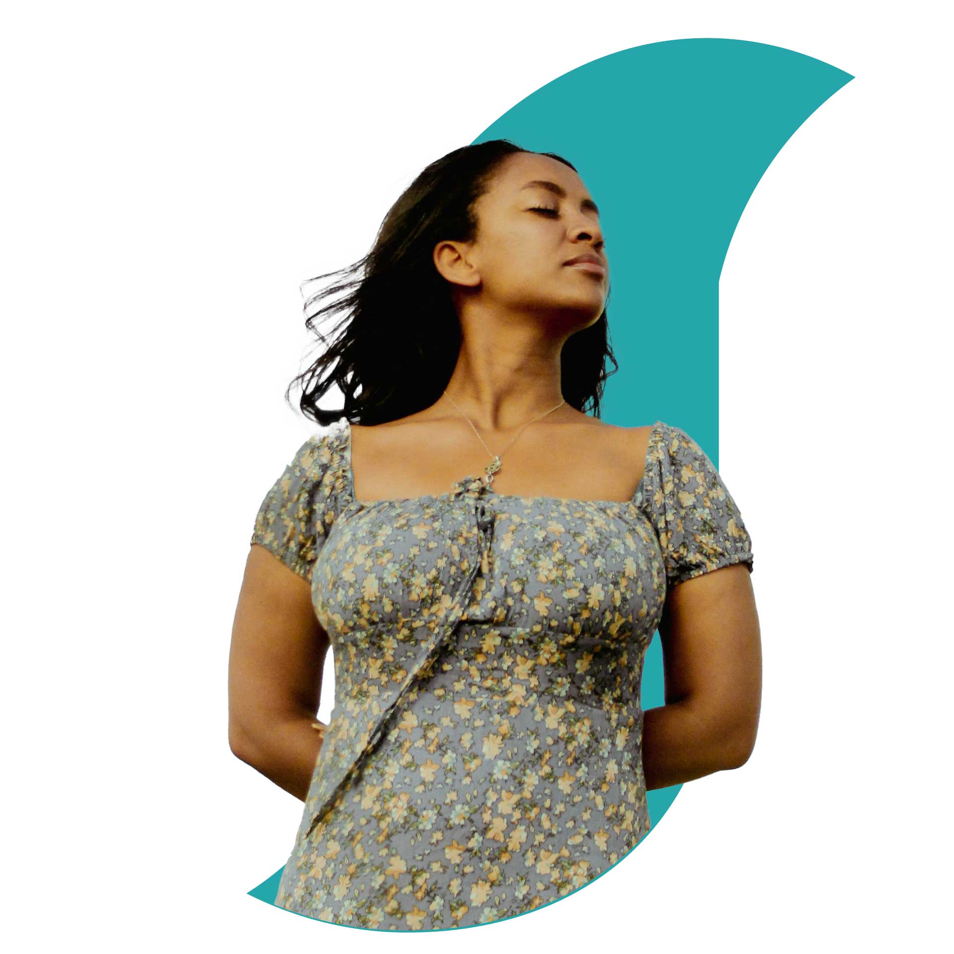 A young woman looking to the side