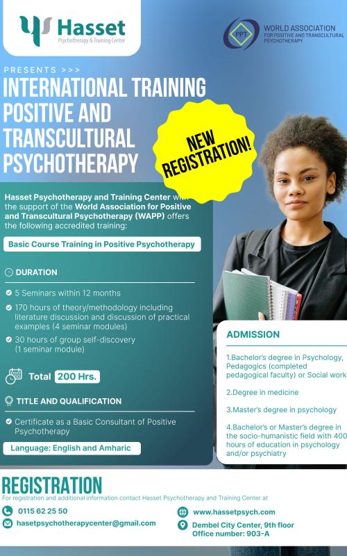 New registration! International Training POSITIVE AND TRANSCULTURAL Psychotherapy cover thumbnail